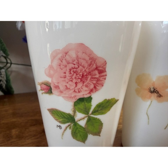 Marjolein‎ Bastin Floral Porcelain Vase Set Roses Poppies Botanical Art - Picture 11 of 12